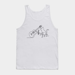 Cat loves guitar Tshirt Tank Top